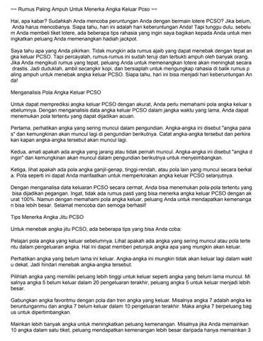 angka keluar pcso